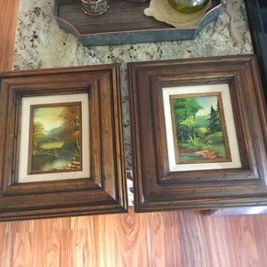 Set of 2 Vintage Matted & Framed Landscape Paintings